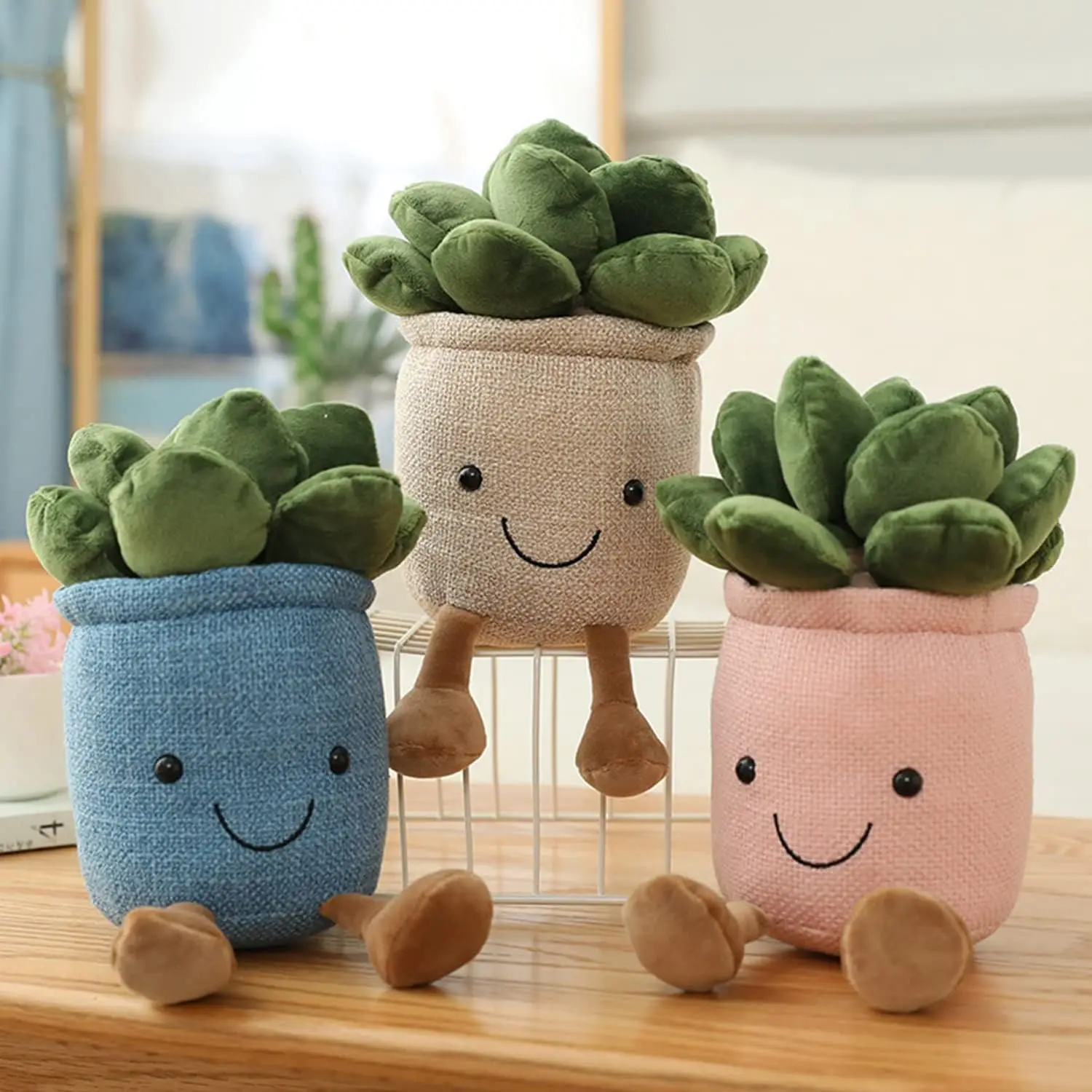 다육식물 인형, 귀여운 다육식물 봉제인형, 화분에 담긴 식물 봉제인형, 아이들을 위한 부드러운 봉제 다육식물 선물