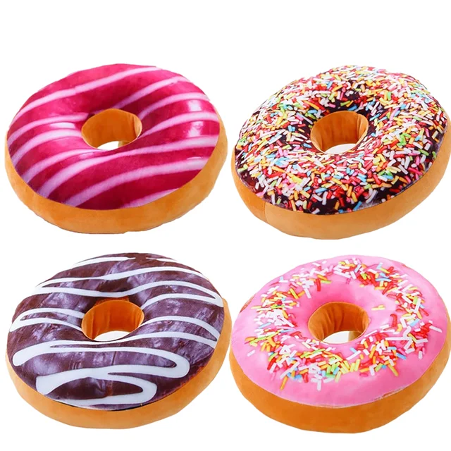 Cute Donut Food Toy Colorful Stuffed Ring Shaped Decor Plushie Head Pillow  Seat Cushion For Chair Indoor Floor Sofa Kids Gift - Plush Pillows -  AliExpress