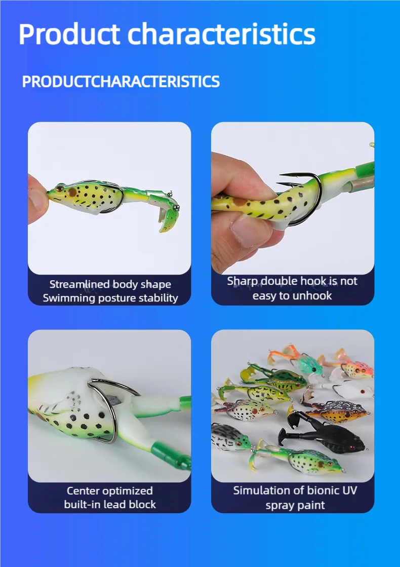 1pc Top Wasser Bass Angeln Lockt Weichen Frosch Doppel Propeller Beine Süßwasser Köder für Bass Snakehead Hecht – Detail 2