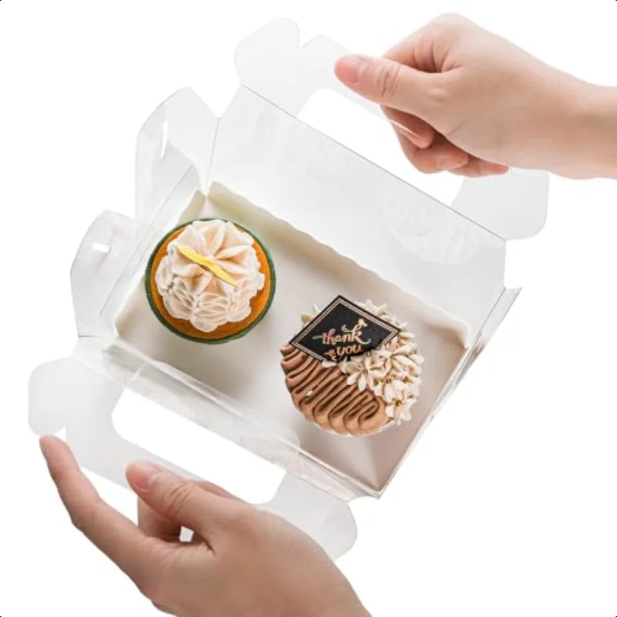 40 Pack Clear Gable Bakery Gift Boxes with Handle