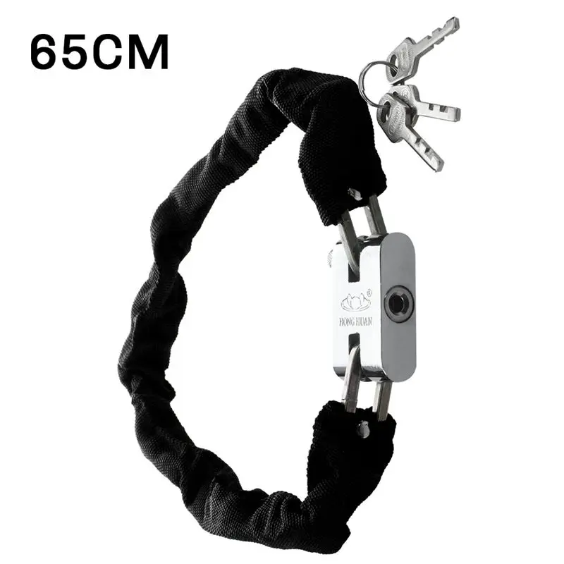 자전거 잠금장치 65CM 금속 MTB 로드 바이크 헤비 듀티 안전 잠금장치 오토바이 패드락 자전거 체인 잠금장치 키 포함 사용이 간편