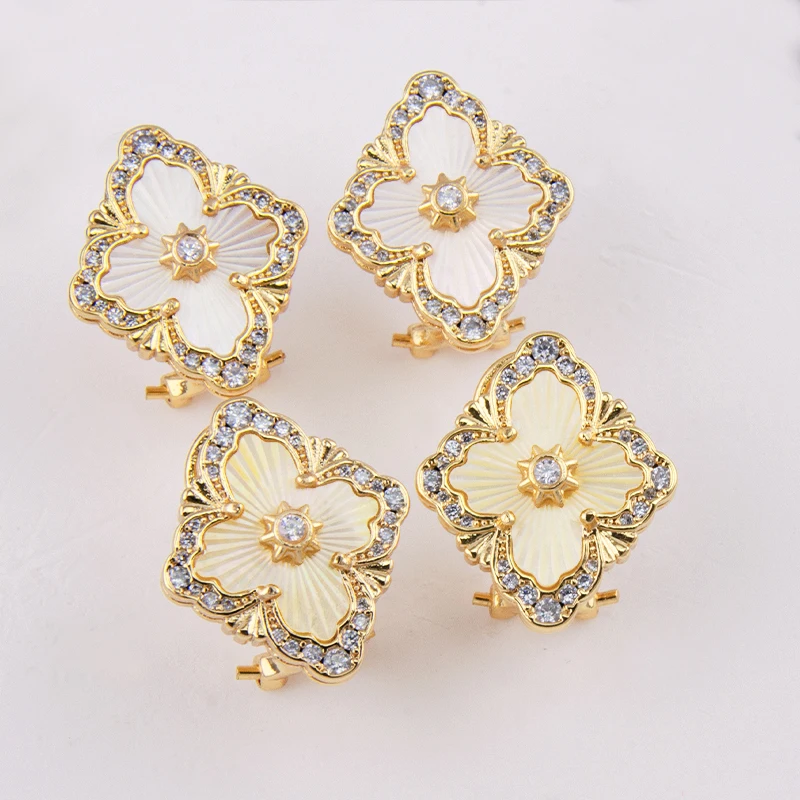 White Sea Shell Earring 18K Real Gold Plated Natural Stone Necklace Women's Elegant Luxury Jewelry Gift