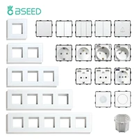 BSEED-Joli Mural à Bouton 1/2/3 lèvent, 1/2 Voies, Prises électriques, Fonction Tech, Cadre en Verre, Bricolage, Blanc Libre 1