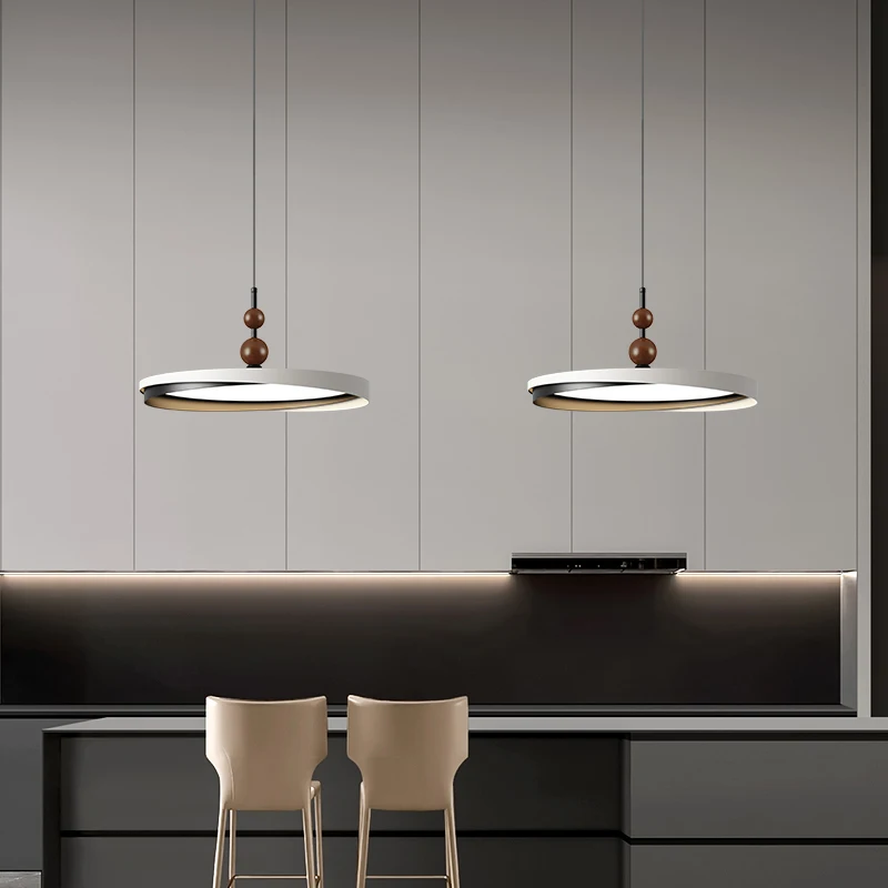 Retro Bedroom Ceiling Light Simple Walnut Color Hallway LED Pendant Light Kitchen Study Room Bedside Hanging Lighting Fixture