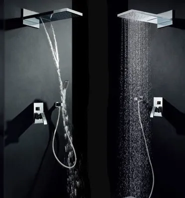 Bathroom Nozzle Pressure Concealed Head Ultra-thin Brass System Thermostatic Rainfall Shower Chrome Finish