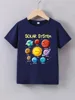 Summer Baby Boy Clothes Kid Girls Casual Solar System Planets Printed T-shirts Children Fashion Crew Neck Short Sleeve Top 1