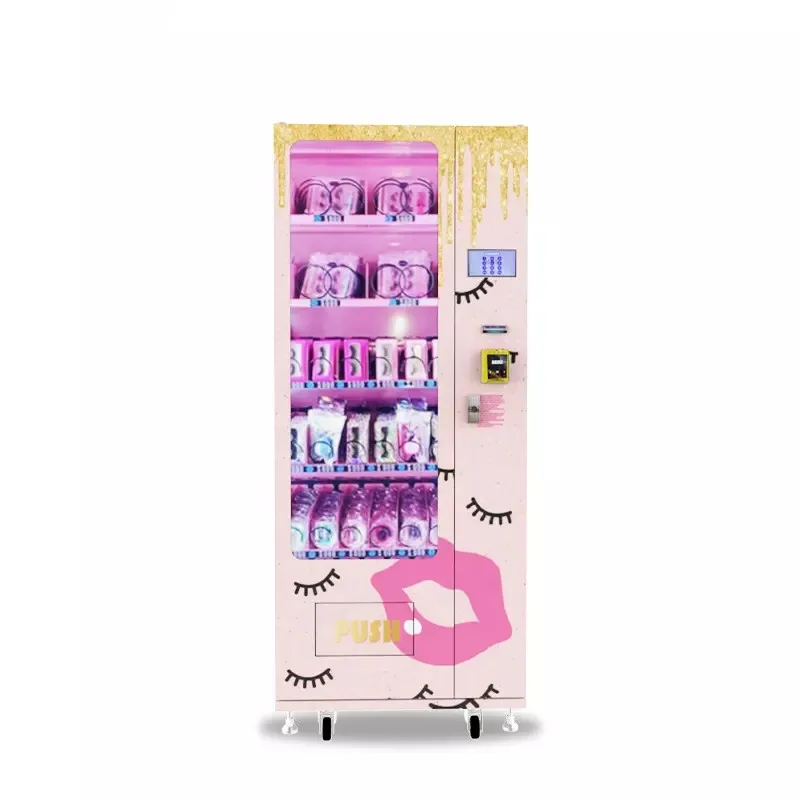 

Pink Custom Sticker Small Vending Machine Beauty Hair Eyelash Nail Art Shoe Baby Wipes Cosmetic Lashes Vending Machine Dispenser