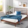 Linda Mid Century Wood Platform Bed Frame, Solid Wood Foundation, Wood Slat Support, No Box Spring Needed,Brown 1