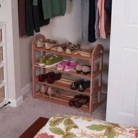 Cedar Shoe Rack Organizer Holds 12 Shoes Natural Cedar Wood 4-Tier Storage Shelf 2