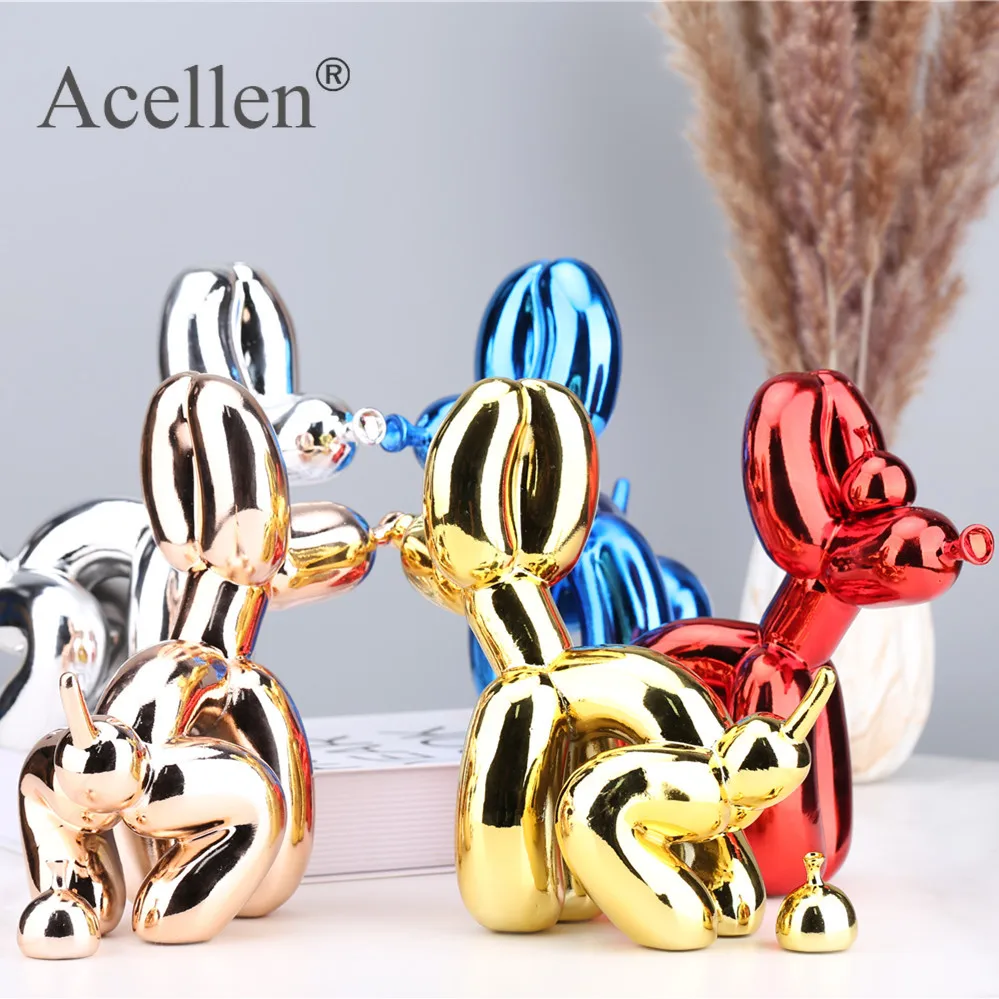 Resin Crafts Accessories Ornament Crafts Animals Figurine Resin Cute Squat Poop Balloon Dog Shape Statue Art Sculpture Figurine Craftwork Tabletop Home Decor Accessories