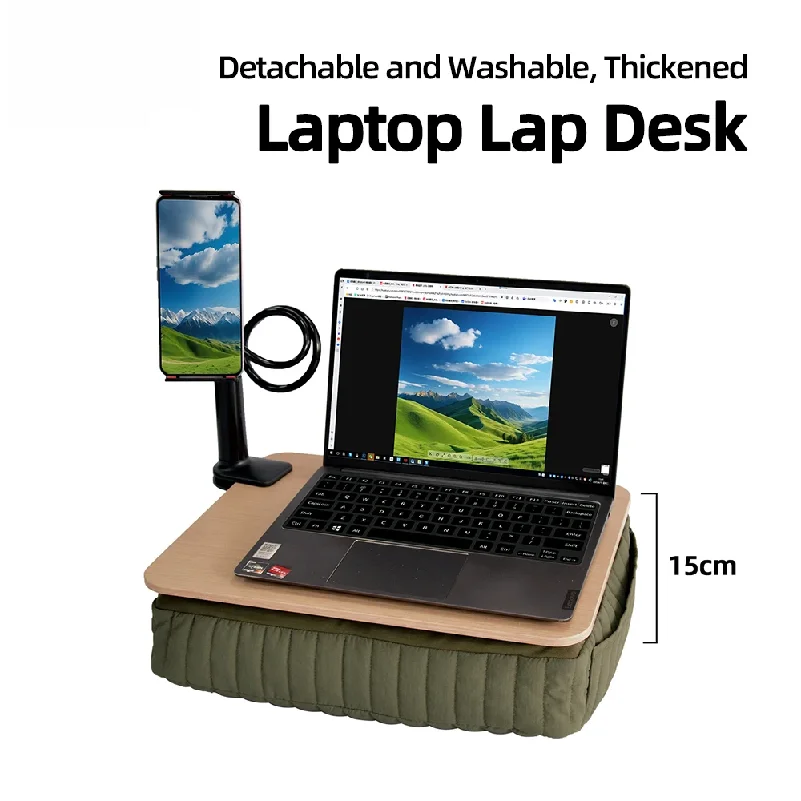 Bureau multifonctionnel pour ordinateur portable, coussin de base épaissi, amovible et lavable, séchage rapide et portable. 1 Bureau multifonctionnel pour ordinateur portable, coussin de base épaissi, amovible et lavable, séchage rapide et portable. 1