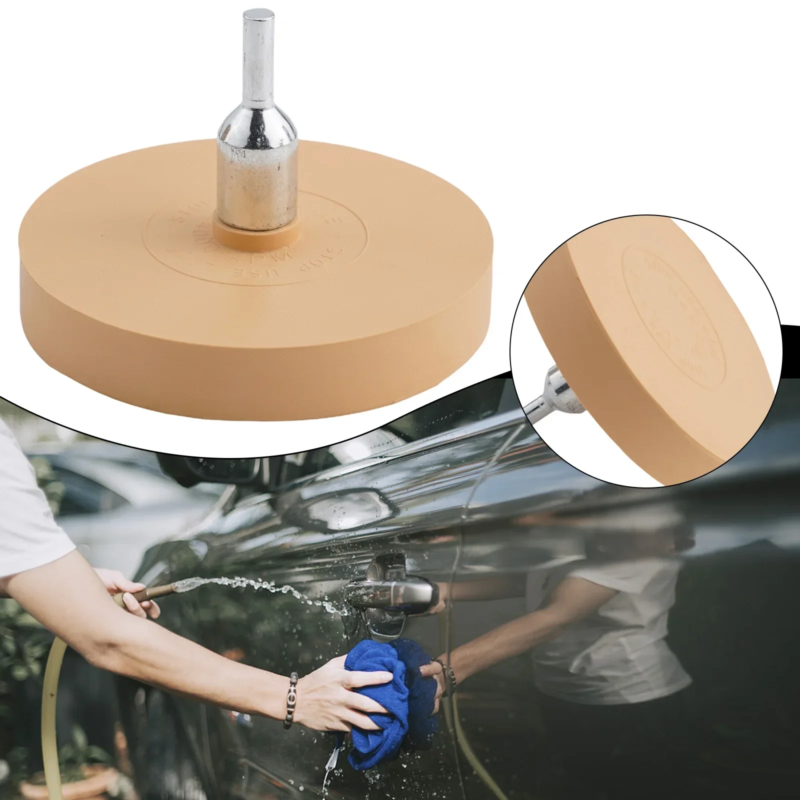 Secure And Easy To Use 88mm Rubber Eraser Caramel Wheel With Drill Arbor Attachment Smooth Stripe Removal Process