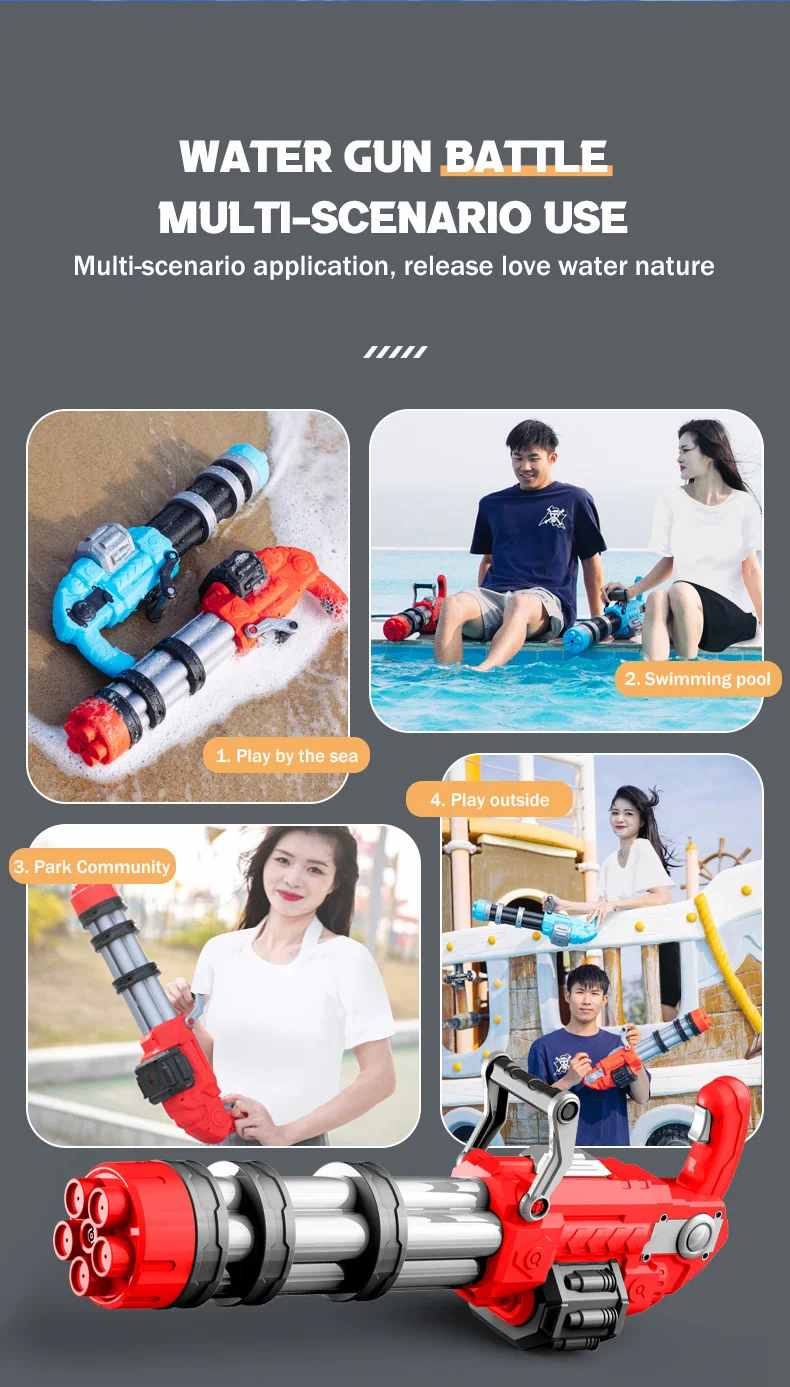 Large Electric Water Gun Automatic Continuous Launch Toy High Pressure Guns Summer Beach Adult Boys Outdoor Games Toys for Kids