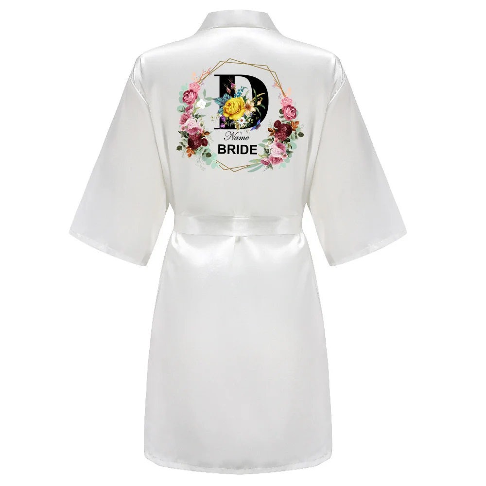 Wedding Party Team Bride Robe Kimono Satin Pajamas Bridesmaid BathrobeTRS51