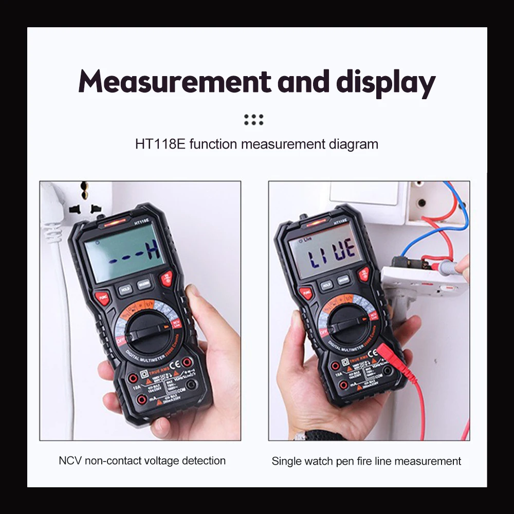 HT118A Digital Multimeter 6000 Counts True Rms NCV HZ Multimeters Transistor Tester Voltimetro Capacitance Meter battery tester