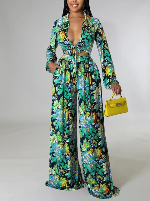 Seun Floral Print Crop Top and Wide Leg Pant - Image 6