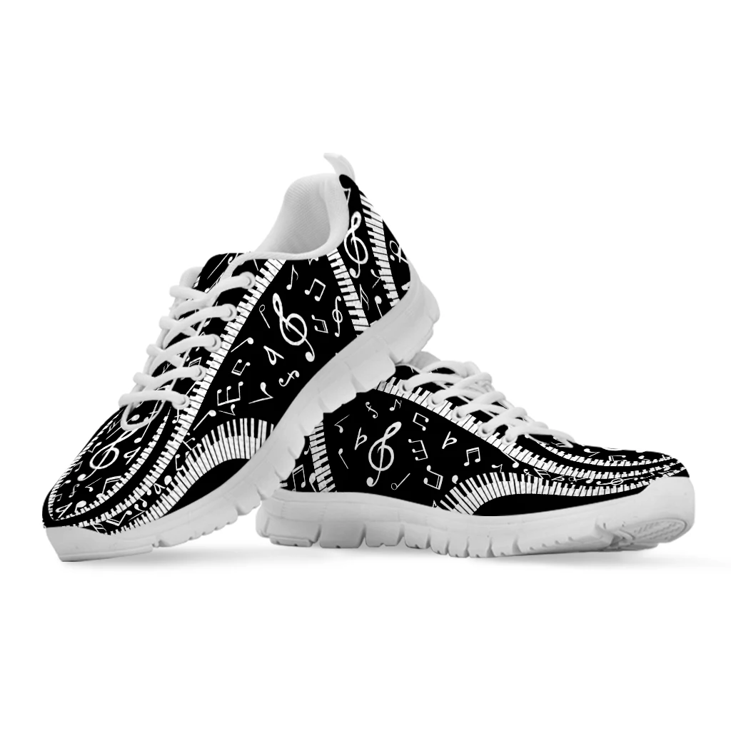 INSTANTARTS Autumn Women Flats Shoes Art Style Piano Keyboard Music Note Print Air Mesh Casual Sneakers 2022 Zapators De Mujer