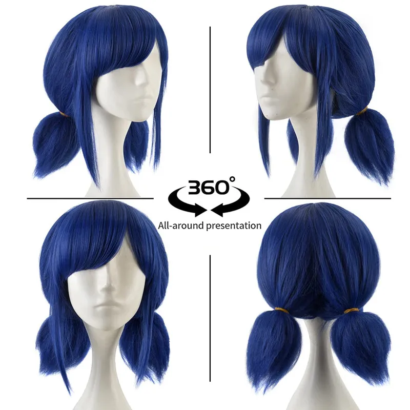 Blue Cosplay Wig for Girl Halloween Costume Short Wigs for Women Unique Style Anime Wigs with Cap Free Pair of Earrings