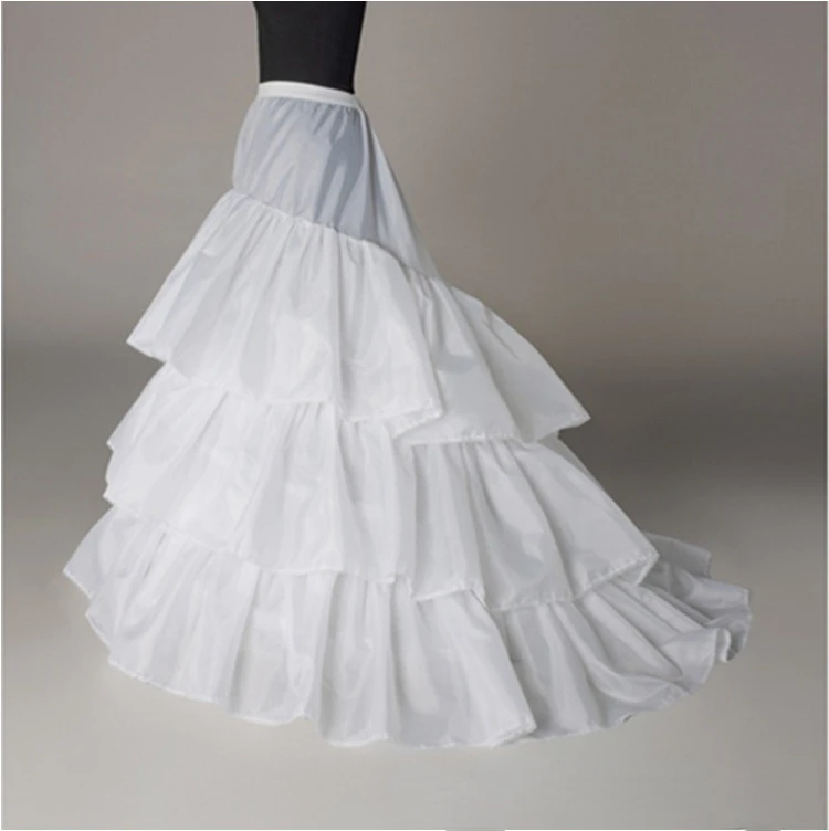 Foreign Trade Wedding Dress Trailing Crinoline Three Steel Three Lotus Leaf Slip Dress Elastic Waist Cloth Black and White