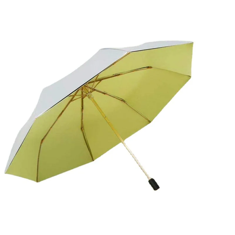 Double Layer Titanium Silver UPF50 Umbrella Sunscreen Anti-UV Sun Umbrella Three-fold Rain Folding Sunshade