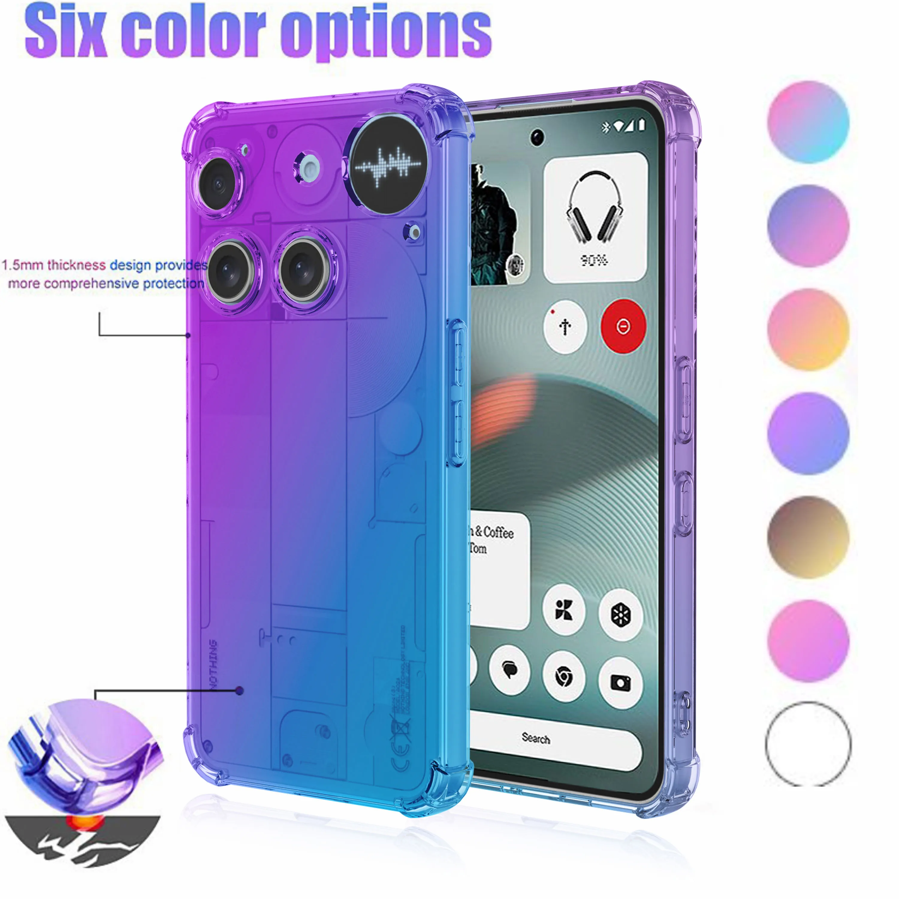 Airbag Shockproof Gradient Transparent TPU Protective Case - Back Shell Cover