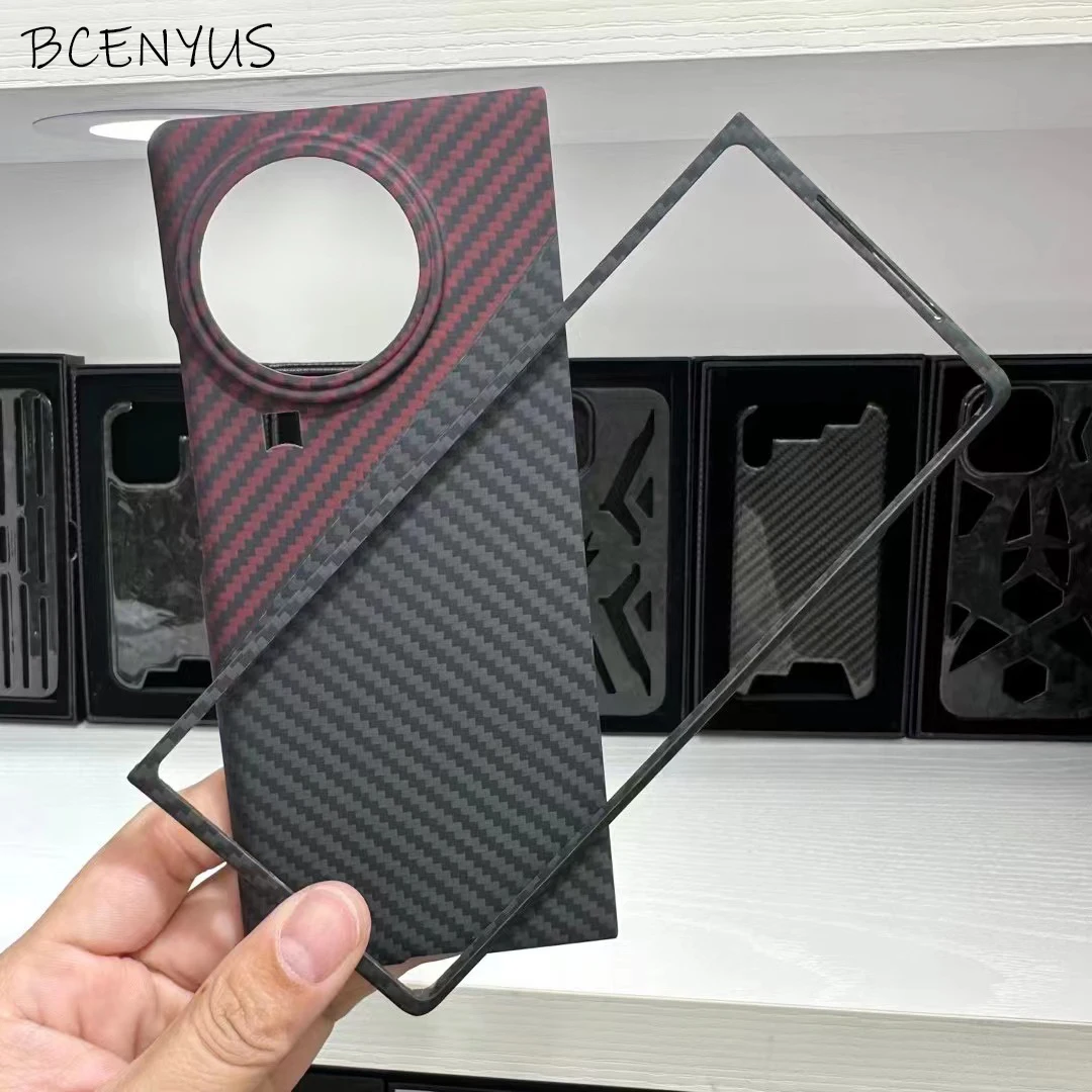 

VIVO X Fold2 Carbon Fiber Case Black Red Real Carbon Fiber Phone Case Aramid Fiber X Fold2 Protective cover Ultra-thin Case