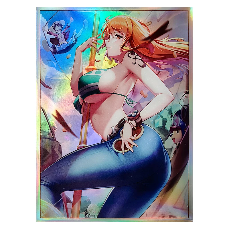 

60Pcs/Set 67*92mm Anime One Piece Card Game OPCG Beauty Girl Flash DIY Card Sleeve Nami Yamato Hobbies Collectibles Gift Toys