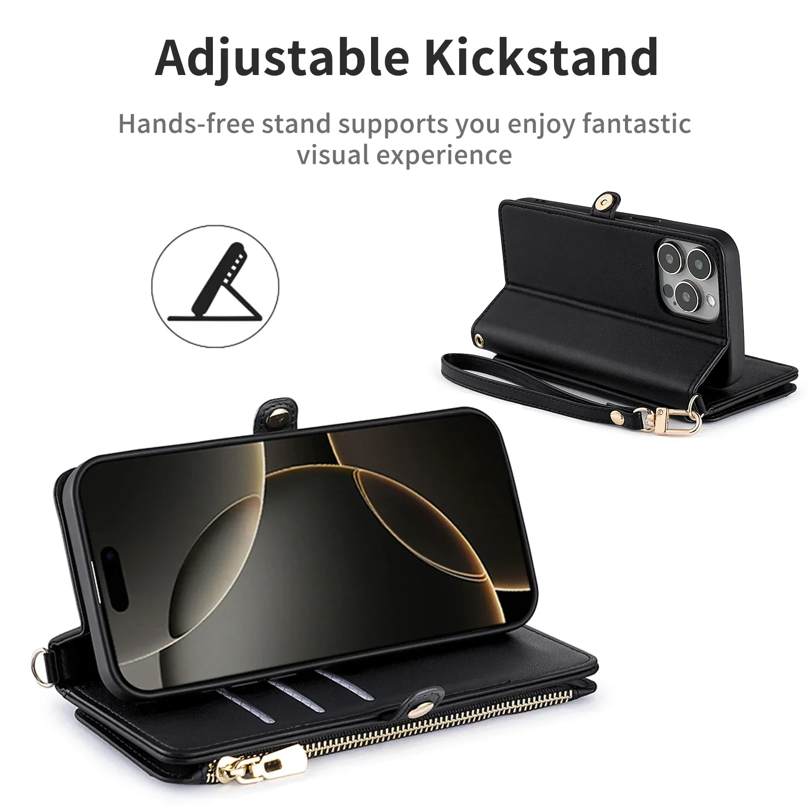 غطاء جلدي قابل للطي مع حامل متعدد الأغراض لهاتف هو...