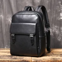 New Genuine Leather Backpack, Men's Large-Capacity Top-Layer Cowhide Wheeled Travel Backpack 2