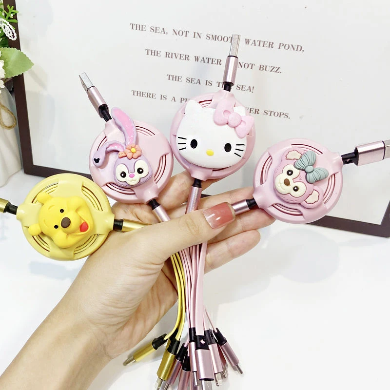 

Kawaii Hellokittys 3 In 1 Charging Cable for Iphone Android Micro Usb Type-C Mobile Phone Cute Usb Data Cable 1.2M Car Universal