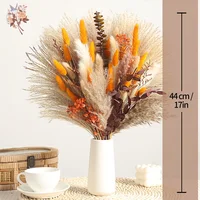 Natural Fluffy Pampas Grass Dried Flowers Bouquet Orange Boho
