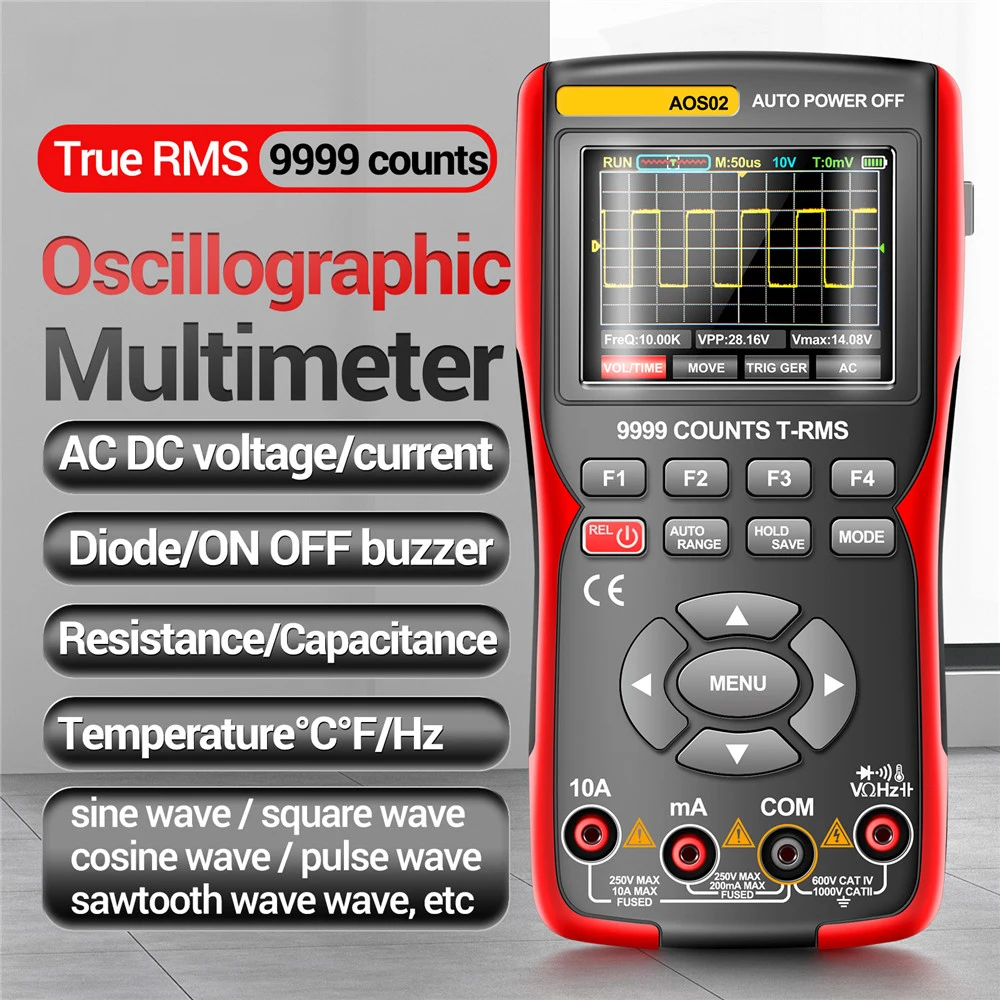 

AOS02 Digital Oscilloscope Transistor Test Multimeter 48MSa/s Sampling Rate 10MHZ Analog Bandwidth Support Waveform Storage