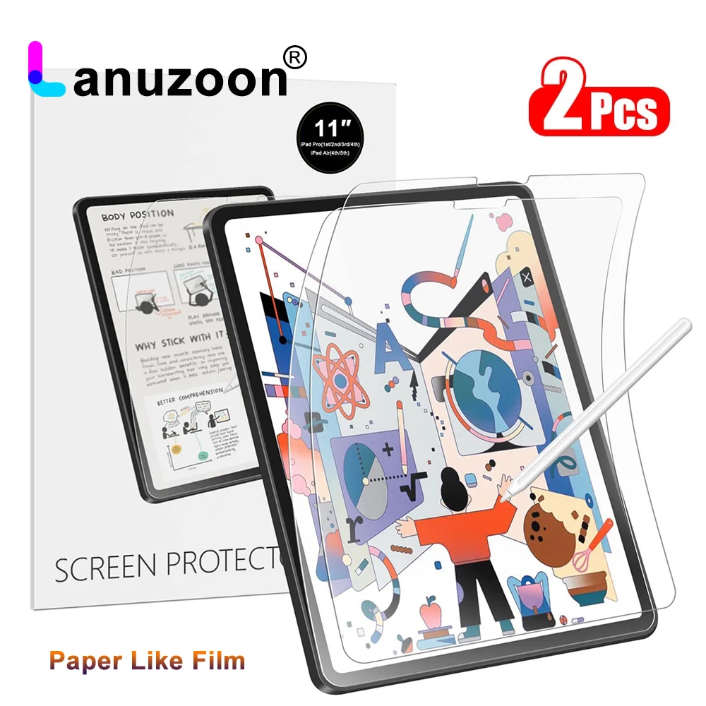 2Pcs Paper Like Screen Protector Film Matte PET Painting Write For iPad