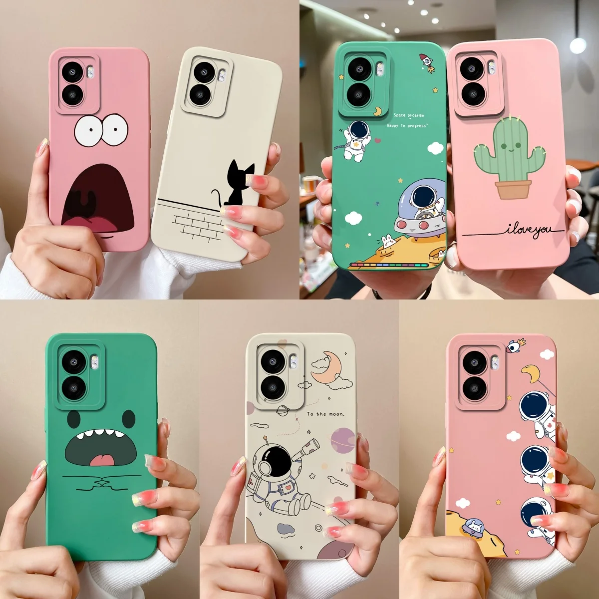Lovely Cartoon Astronaut Liquid Silicone Phone Case