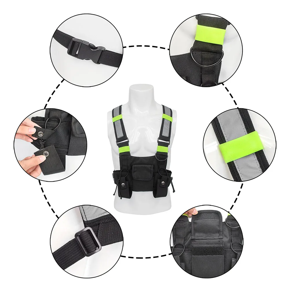 Radio Harness Chest Rig Bag Pocket Pack Holster Vest 2 Way Radio Walkie Talkie