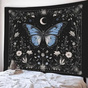 1 Piece Bohemian Butterfly Tapestry, Polyester Fabric, Machine Washable, Living Room Interior Wall Decor, Bohemian Floral Print 1