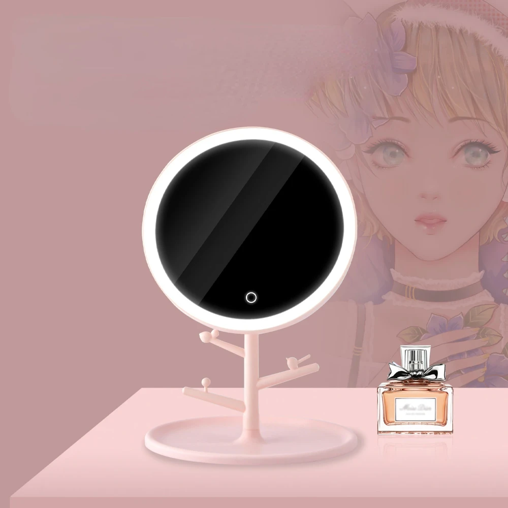 

Table Lamp Makeup Mirror,1x/10x Magnification , Led Cosmetic Vanity Mirror with Touch Control Rechargeable Light Up Mirror,