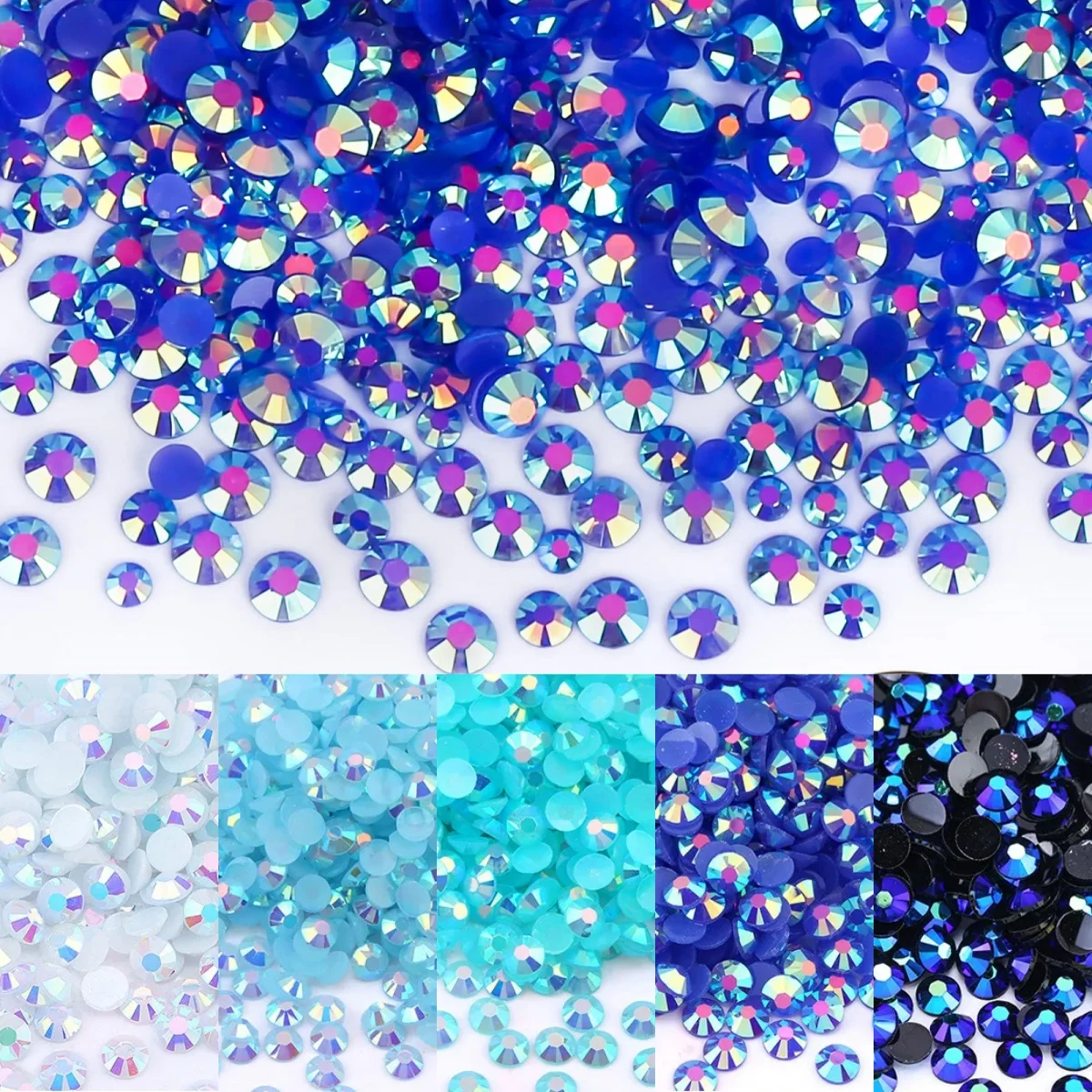 Blue Jelly Flatback Resin Rhinestones for Clothing and Nail Art Decoration