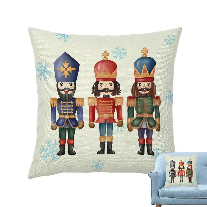 Christmas print sofa Throw pillow Covers new linen Nutcracker cushion cover Cartoon Christmas Doll Pillowcases Home Decorations