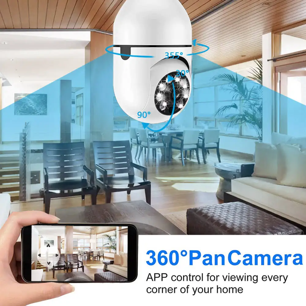 ICSEE 2MP Wifi Bulb Camera With E27 Socket Bulb Indoor Wireless Security Camera Night Vision With Motion Detection 2