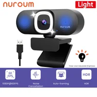 NUROUM V32AFL  4K HD Webcam with Microphone Auto-Focus Auto-Framing Web Camera with Adjustable Fill Light &Privacy Protection 1