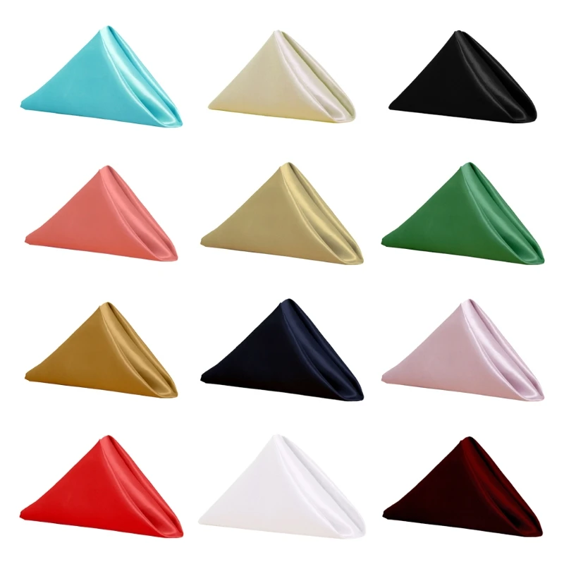 Satin Napkins 50cmx50cm Square Soft Handkerchief Romantic Wedding Banquet Table Cloth Dinner Decoration