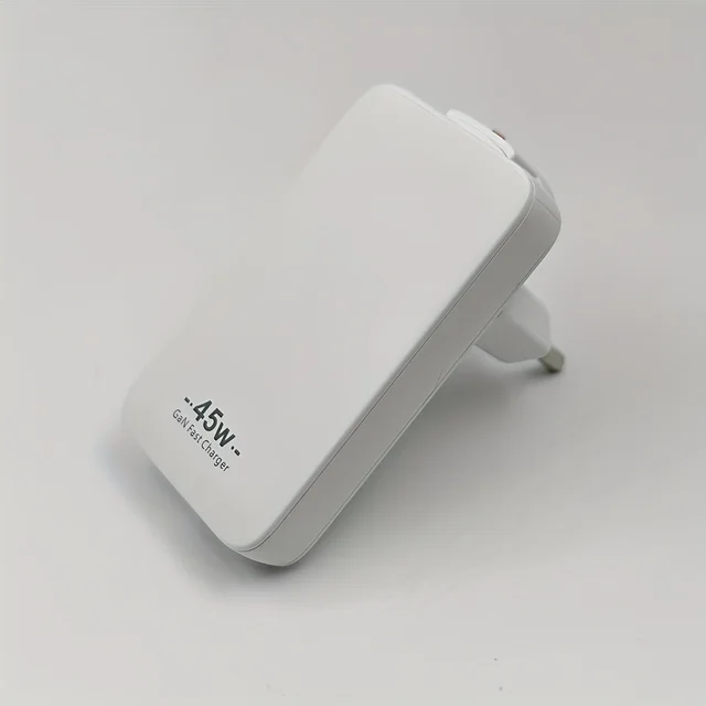45W GaN Super Slim Folding Travel Dual Port USB Wall Charger, Fast Charging, with USB-A and USB-C Ports, for Laptops, Dell, For