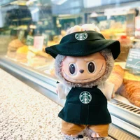 Labubu Clothes Outfit V1 V2 Work Uniform Keychain Set Mini Barista Costume Doll Clothes Collection For Sitting Dolls Display 1