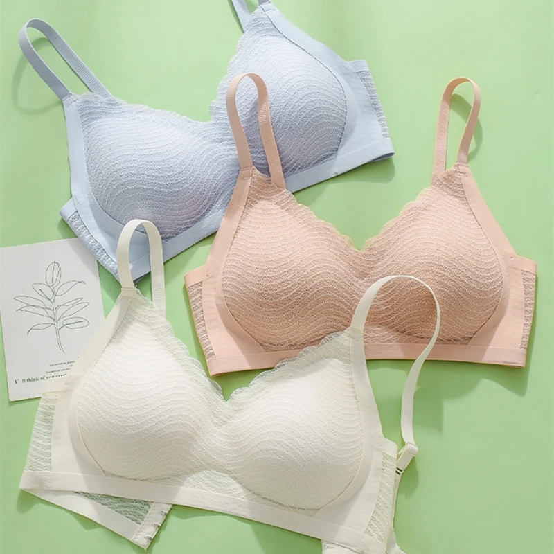 

Lace A Piece Of Non-marking Underwear Female Anti-sagging Small Chest Gathered Fixed Cup Beauty Back No Steel Ring Bra