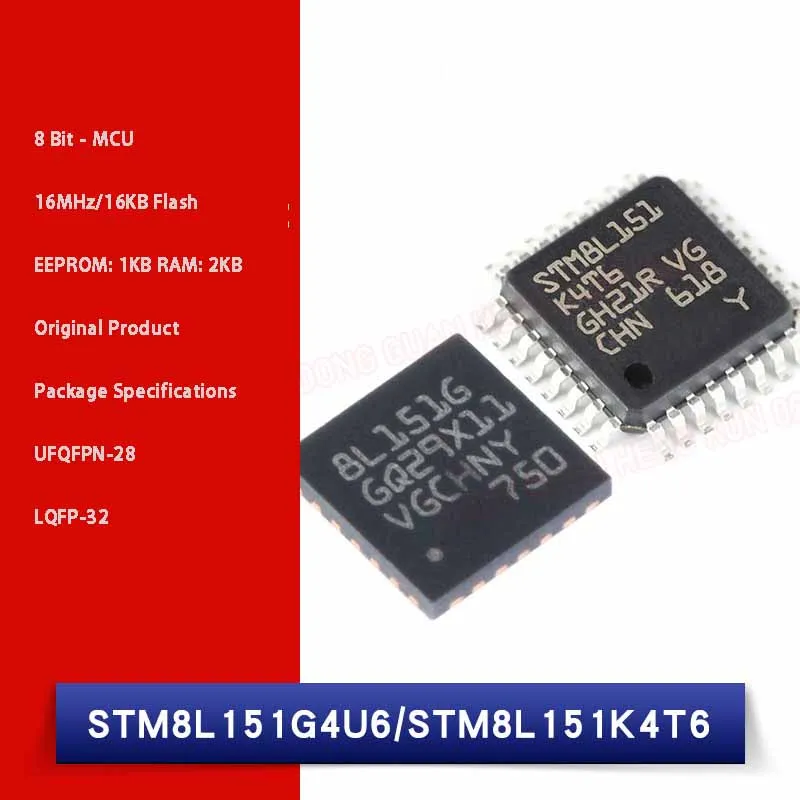 

1/2/10PCS Microcontrollers STM8L151G4U6 STM8L151K4T6 UFQFPN-28/LQFP32 8-bit-MCU Microcontroller Electronic Components