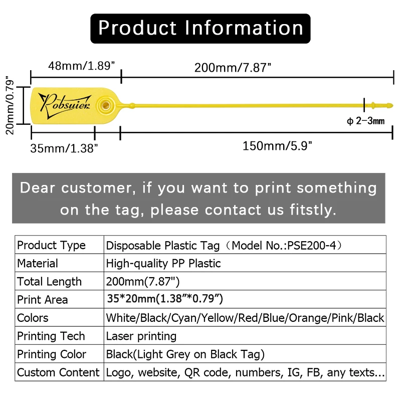 100개 맞춤 의류 행택 개인 맞춤 플라스틱 보안 씰 인쇄 의류 신발 가방 제품 로고 선물 라벨