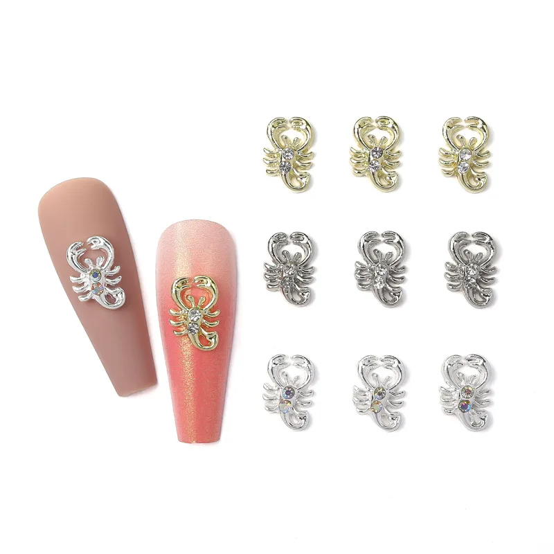 

10pcs Nail Art Jewelry Personalized Creative Rhinestone Scorpion Alloy Diamond Nail Decoration Nail Art Diamond Wholesale