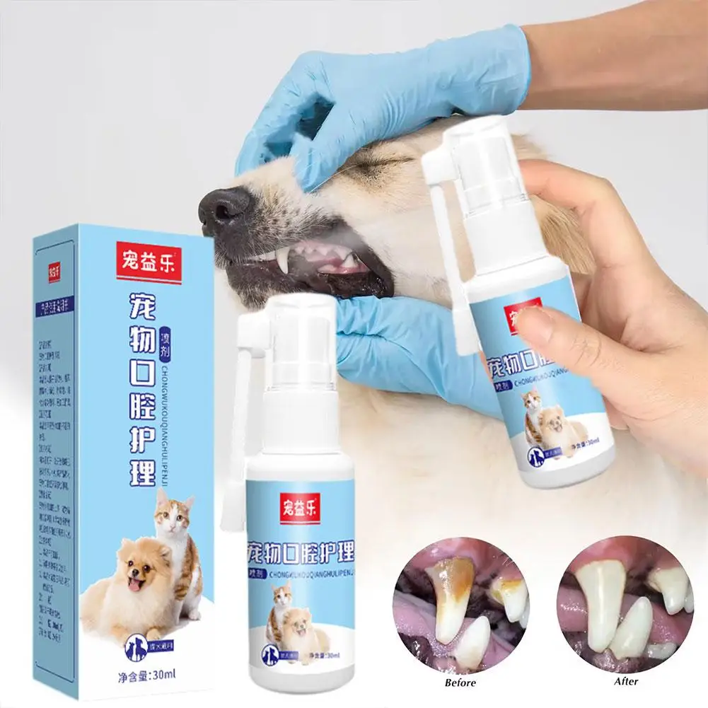 30Ml Tooth Cleaning Spray For Cats And Dogs To Remove Tooth Stains And Bad Breath Fresh Pet Oral Care Spray For Pets Deodor T4W3