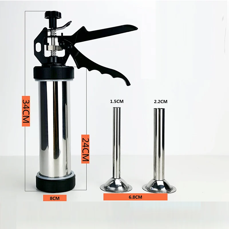 StainlessSteelSausageStufferJerkyGunManaulMeatSyringeHomemade